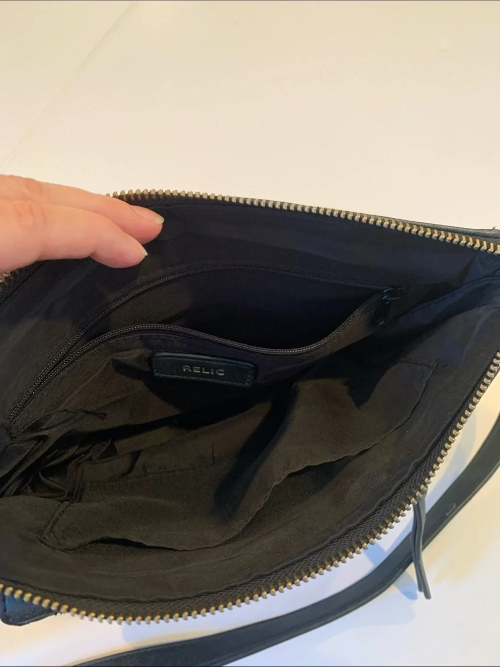 Relic by Fossil Charcoal Medium Faux Leather Multipocket Crossbody Shoulder Bag